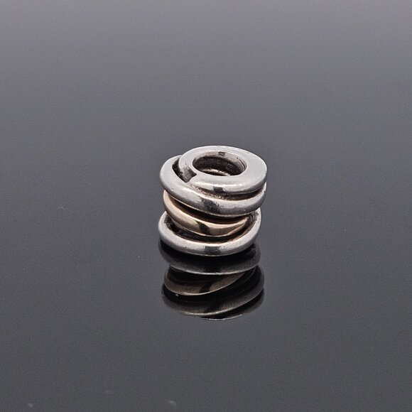 Pandora 925 Sterling Silver 14K Yellow Gold Coiled Rope Charm Bead - Picture 5 of 7